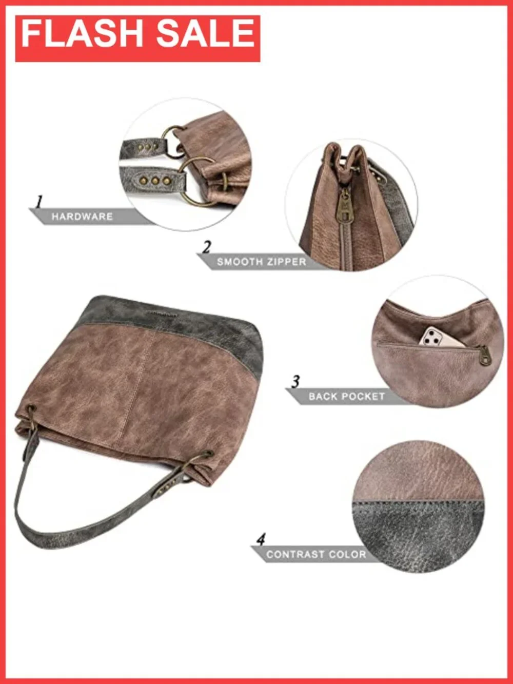 Montana West Vegan Leather Hobo Shoulder Bag Large Slouchy Tote Purse